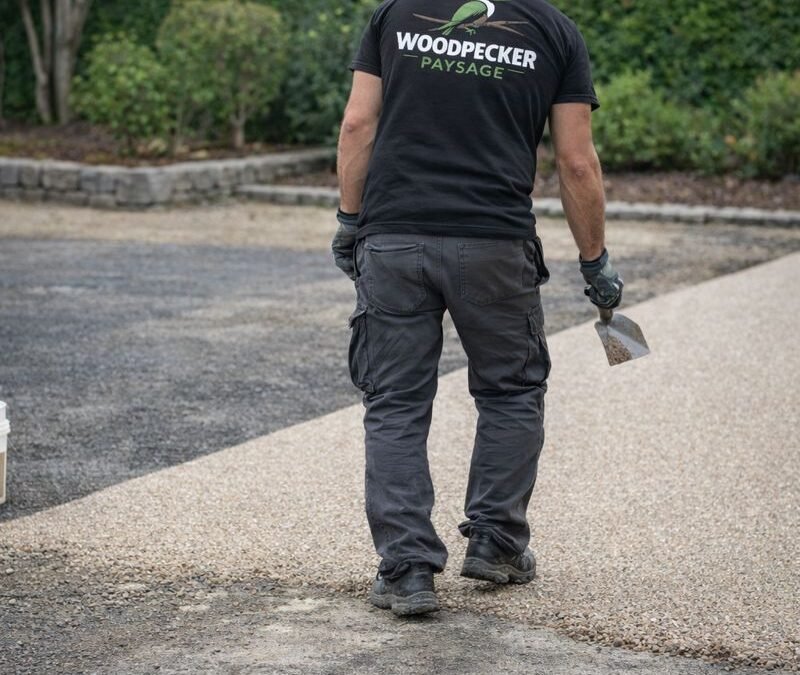 Pose de tapis de pierre par un applicateur Woodpecker Paysage à Saint-Augustin 77515 en Seine-et-Marne