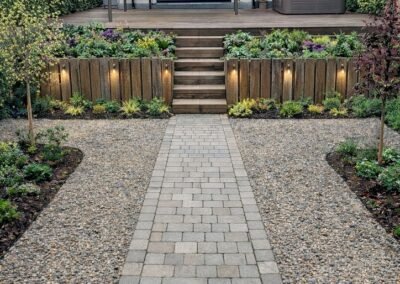 Terrasse jardin 3D massifs corten 77515 Woodpecker Paysages