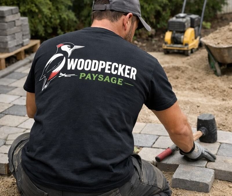 Paysagiste Woodpecker Paysage réalisant une pose de pavés gris pour une allée à Saint-Augustin 77515 en Seine-et-Marne